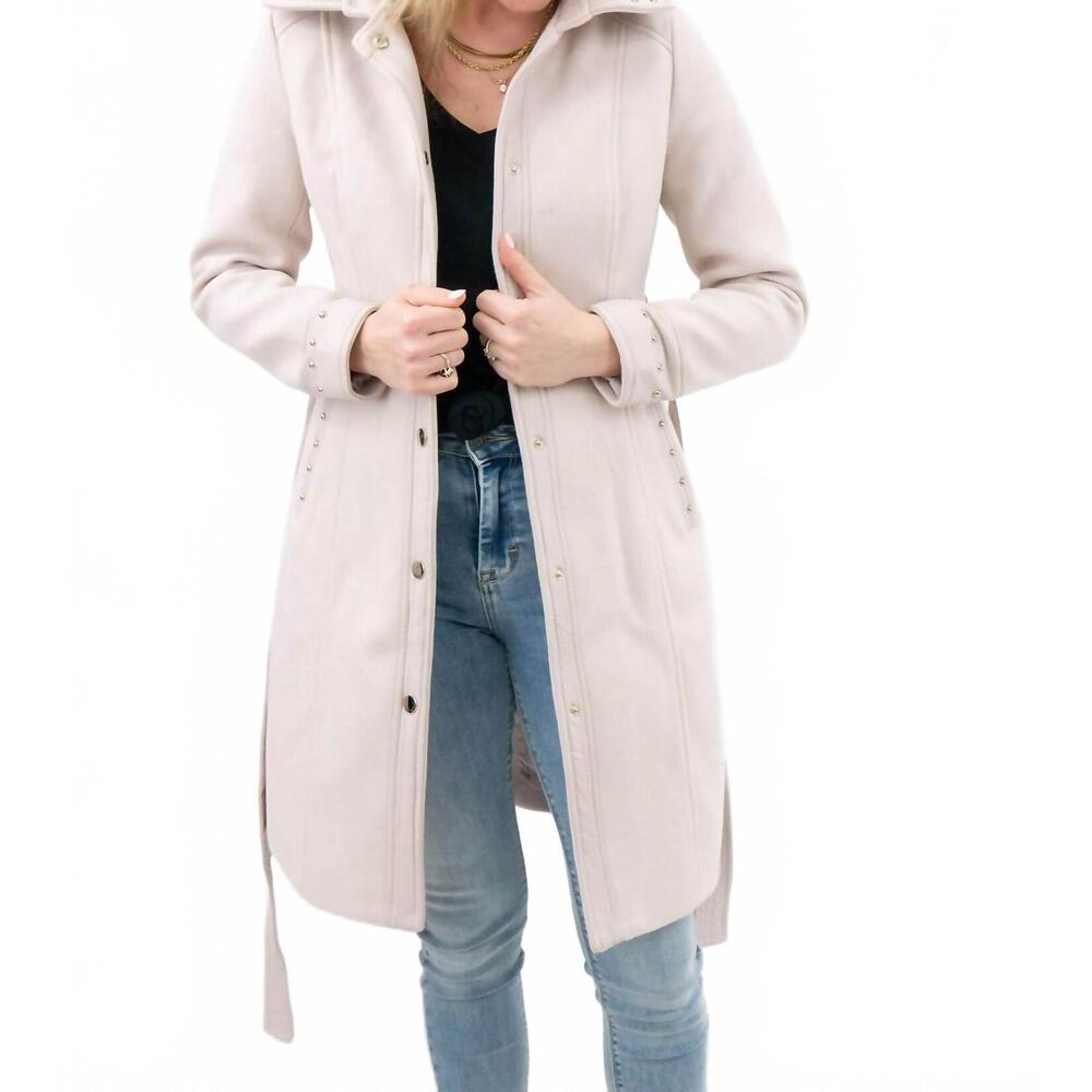 NEW COALITION LA vegan wool classic stud detail coat in light pink